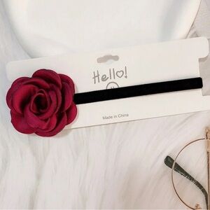 Burgundy Red Rose Hairband